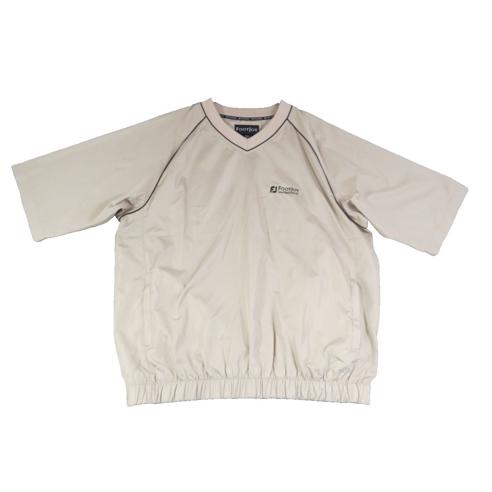 FootJoy Golf Windbreaker Shirt Short Sleeve Pullover Polyester Mens M‎ Beige Tan